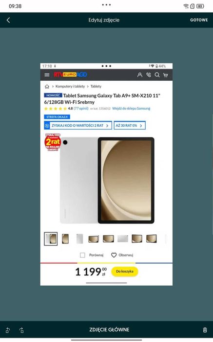 EXTRA tablet Samsung A9+lub A9+ 5G. Pamięć 8/128 gb. Gwarancja prod.