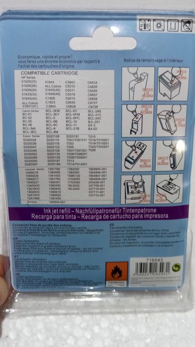 Tinta para encher tinteiros - cor preta - kit completo