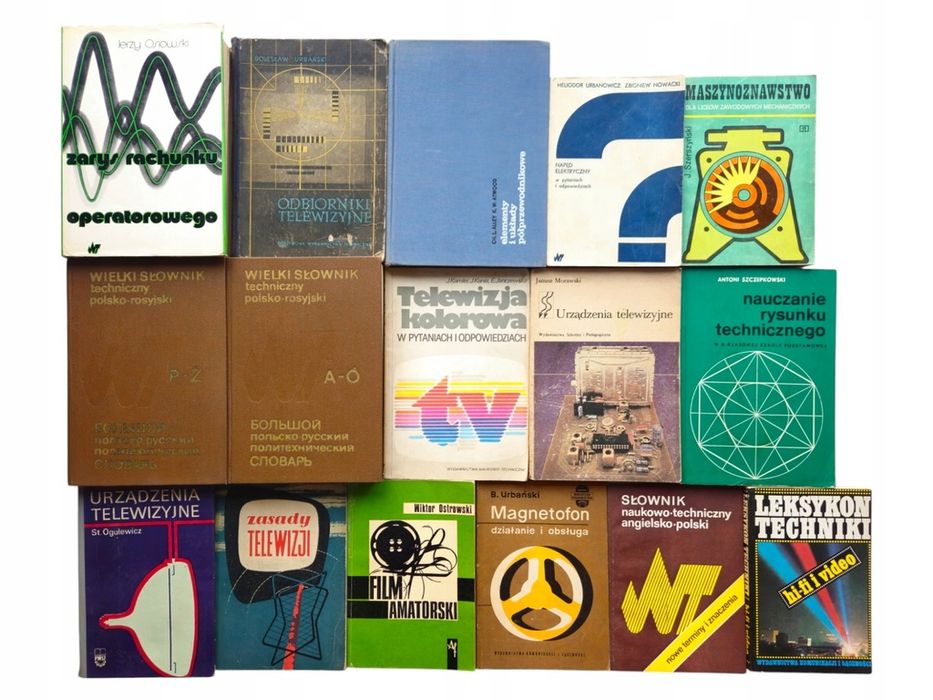 16x Książki Techniczne Elektronika Telewizja Mechanika Rachunek
