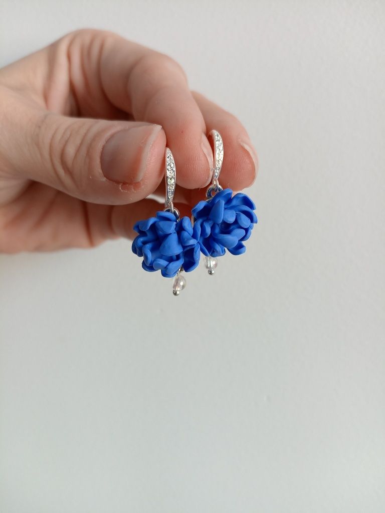 Kolczyki kwiaty niebieski