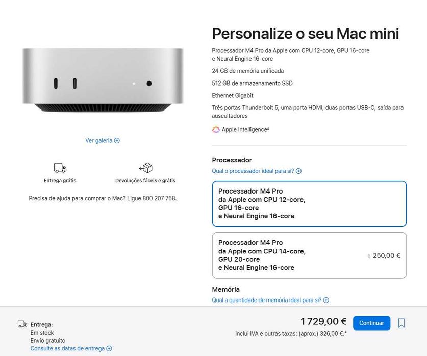 Apple Mac Mini | M4 Pro CPU 12‑core, GPU 16‑core | SSD 512GB |24GB RAM