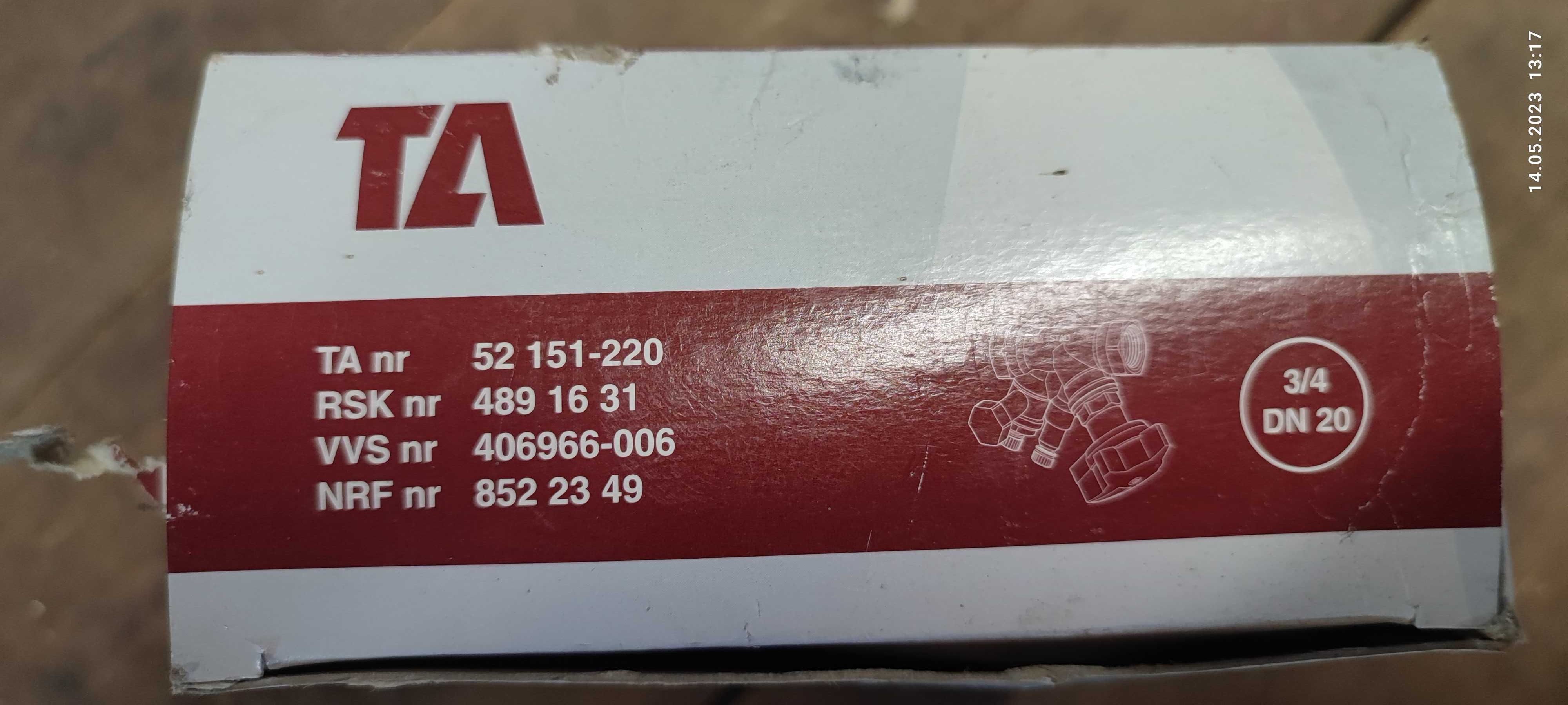 Zawór TA Stad dn 20 3/4"