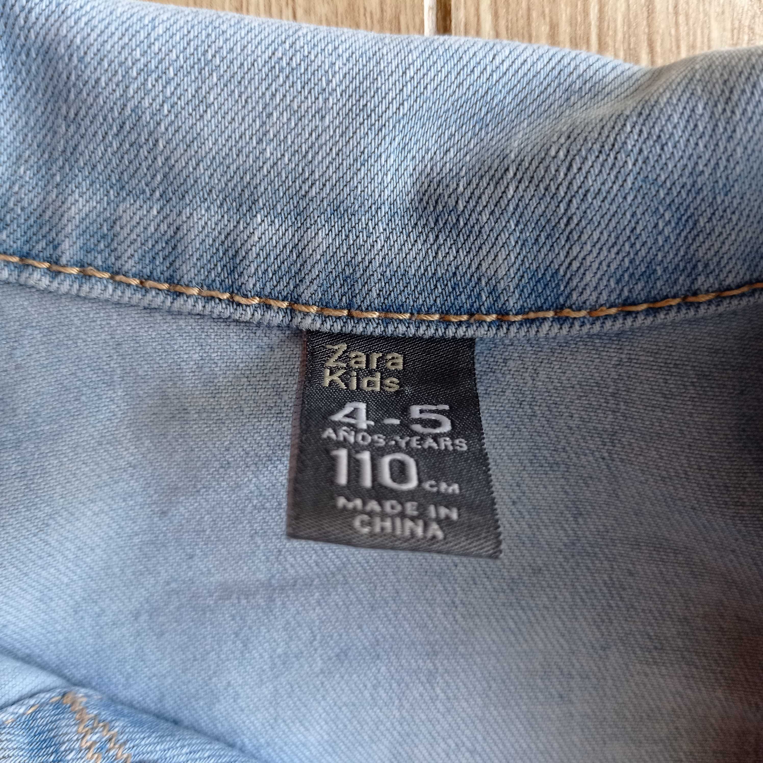 Zara Kids jasnoniebieska jeansowa kurtka katana 110cm tęcza 4-5lat