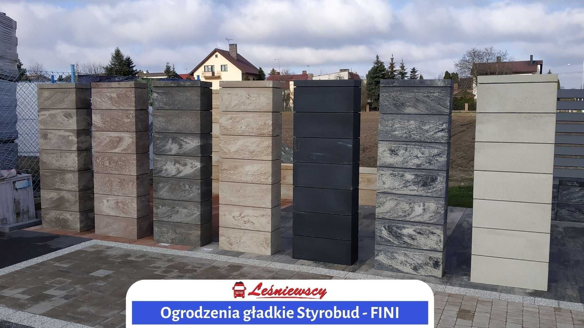 System ogrodzeń GŁADKIE NOWOCZESNE Pustak Styrobud-FINI Stalowo-biały