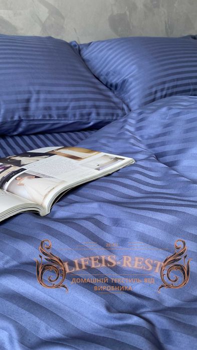 Premium Страйп Сатин Жакард полуторний двушка євро сімейний