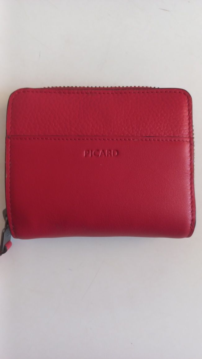Кожанный красный кошелёк- портмоне "PICARD"