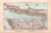 Jawa Sumatra Wyspy południowe Stara mapa 1924 r. autentyk