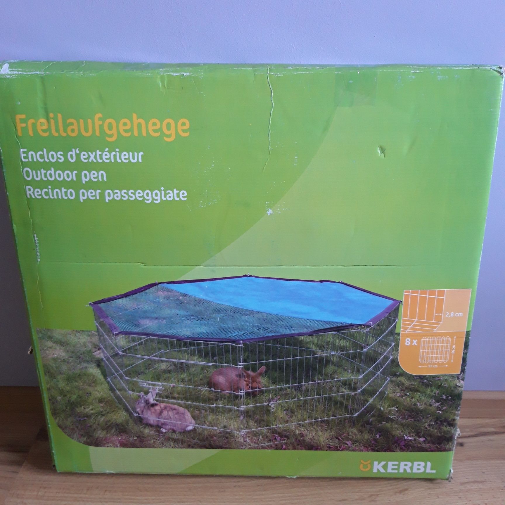 Kerbl - Ośmiokątny kojec dla zwierząt z ochroną przeciwsłoneczną