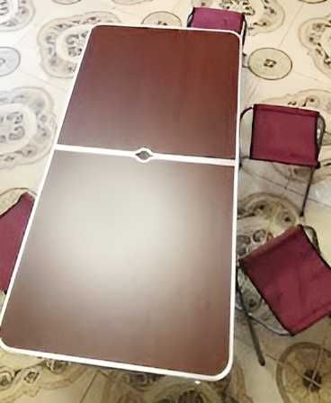 Стол для пикника складной с регулировкой по высоте и 4 стульями, Стіл