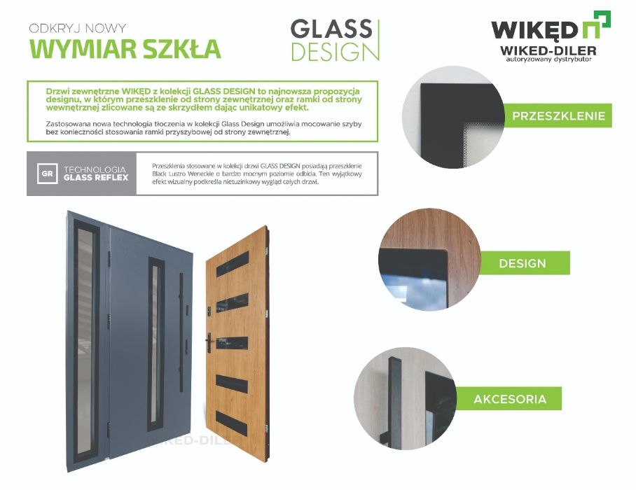 Drzwi wejściowe zewnętrzne Wikęd Premium 54mm Glass Design GD01A