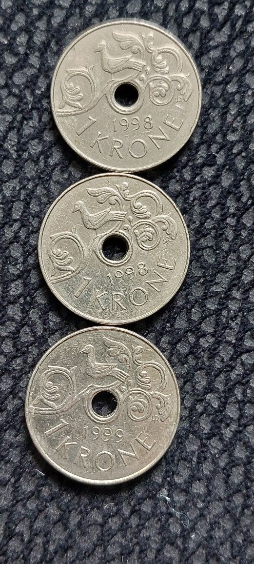 1 korona norweska 1988r,1999rok