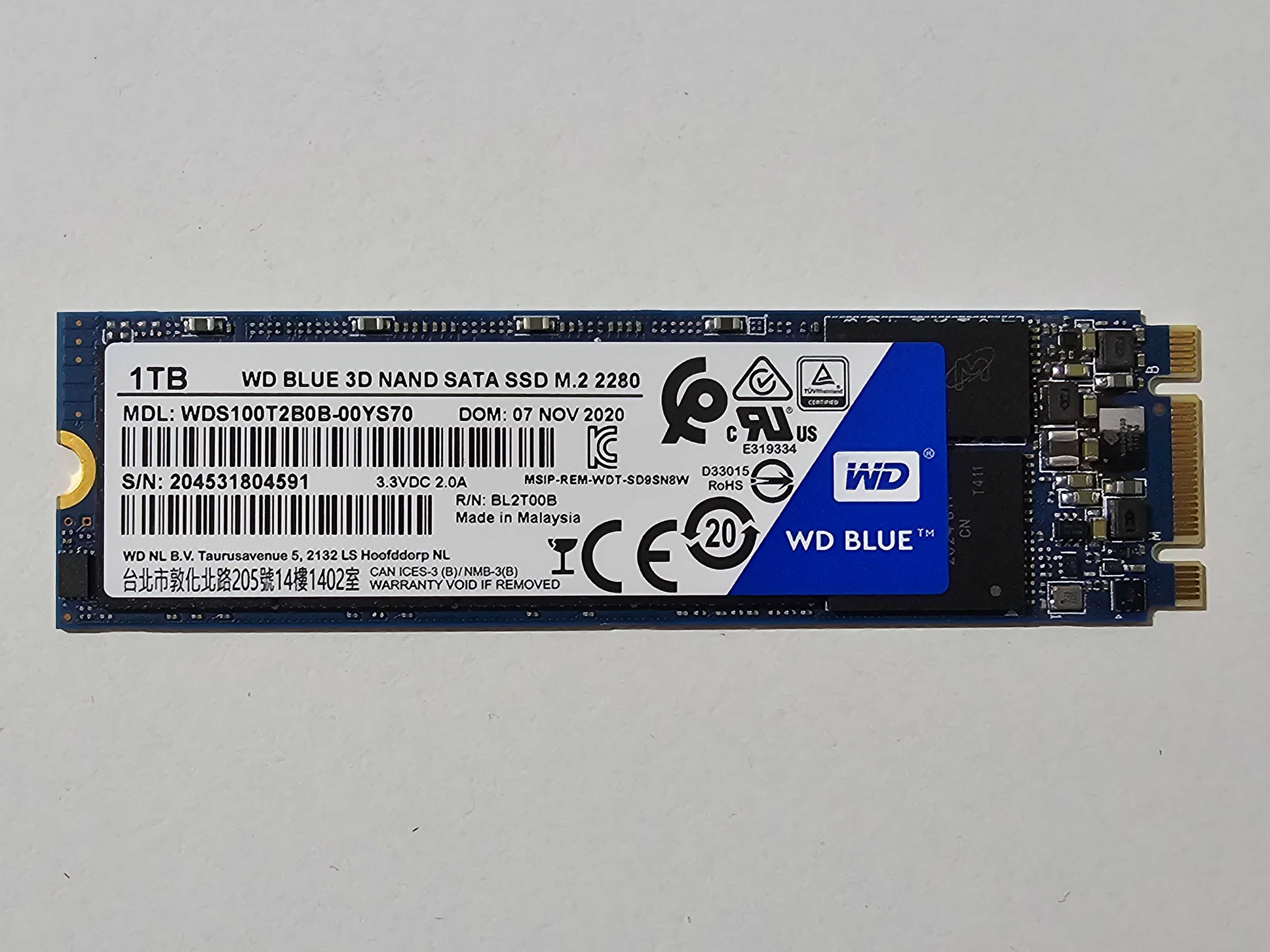 1TB dysk SSD WD Blue 3D NAND SATA SSD M.2 2280 + adapter HDD 2,5"/DVD