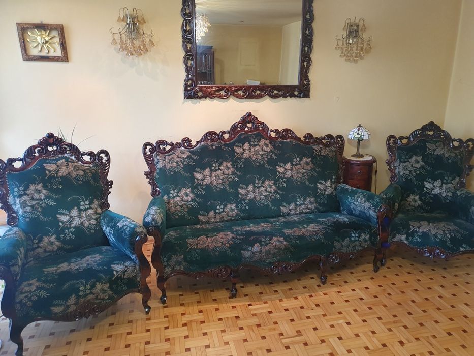 Zestaw Ludwikowski Sofa 2 Fotele Stylowy komplet wypoczynkowy