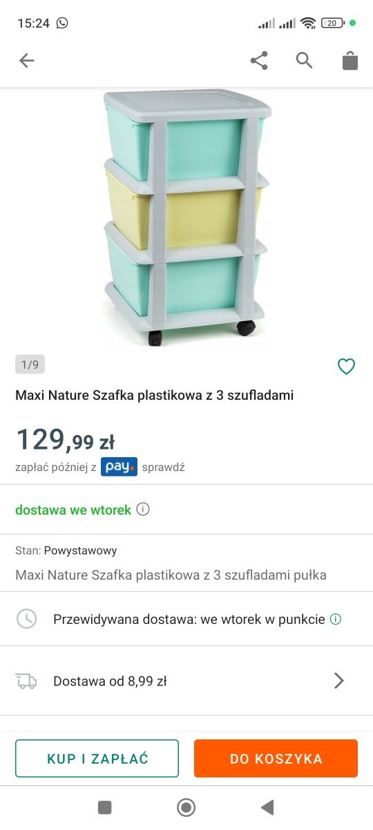 Maxi Nature szafka na kółkach z trzema szufladami