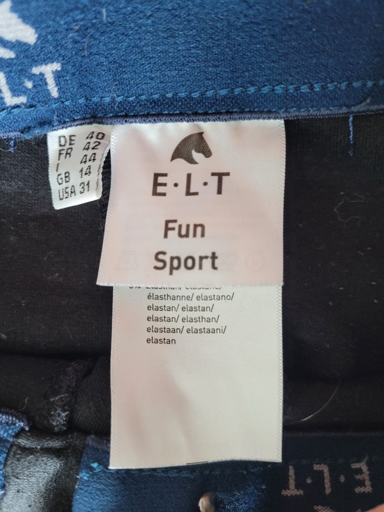 Bryczesy czarne ELT, skórzany lej