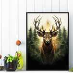 Jeleń, plakat do pokoju, obraz do salonu, plakat jeleń, przyroda, las