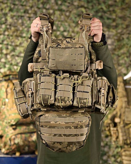 Плитоноска піксель Molle Плитоноска з напашником 8 підсумків