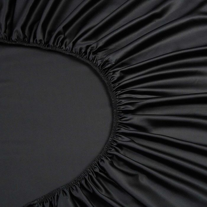 Luofanfei Satynowe prześcieradło z gumką 200x200 cm – czarne bambusowe