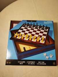 Zestaw 10 gier szachy drewniane