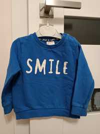 Niebieska bluza F&F Pepco 80 napis Smile