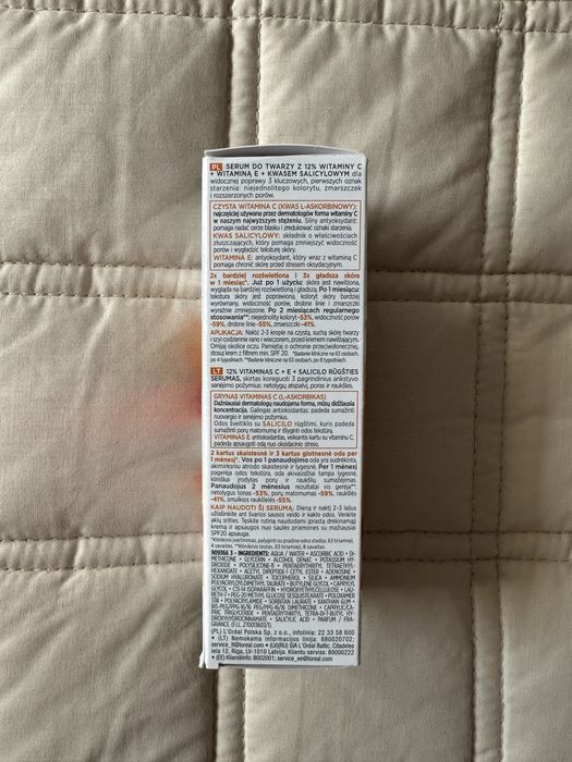 zestaw kosmetyków glikolowy tonik oraz serum z witaminą C L’oreal