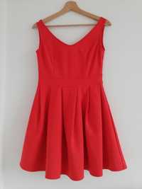 Sukienka czerwona rozkloszowana 36 S