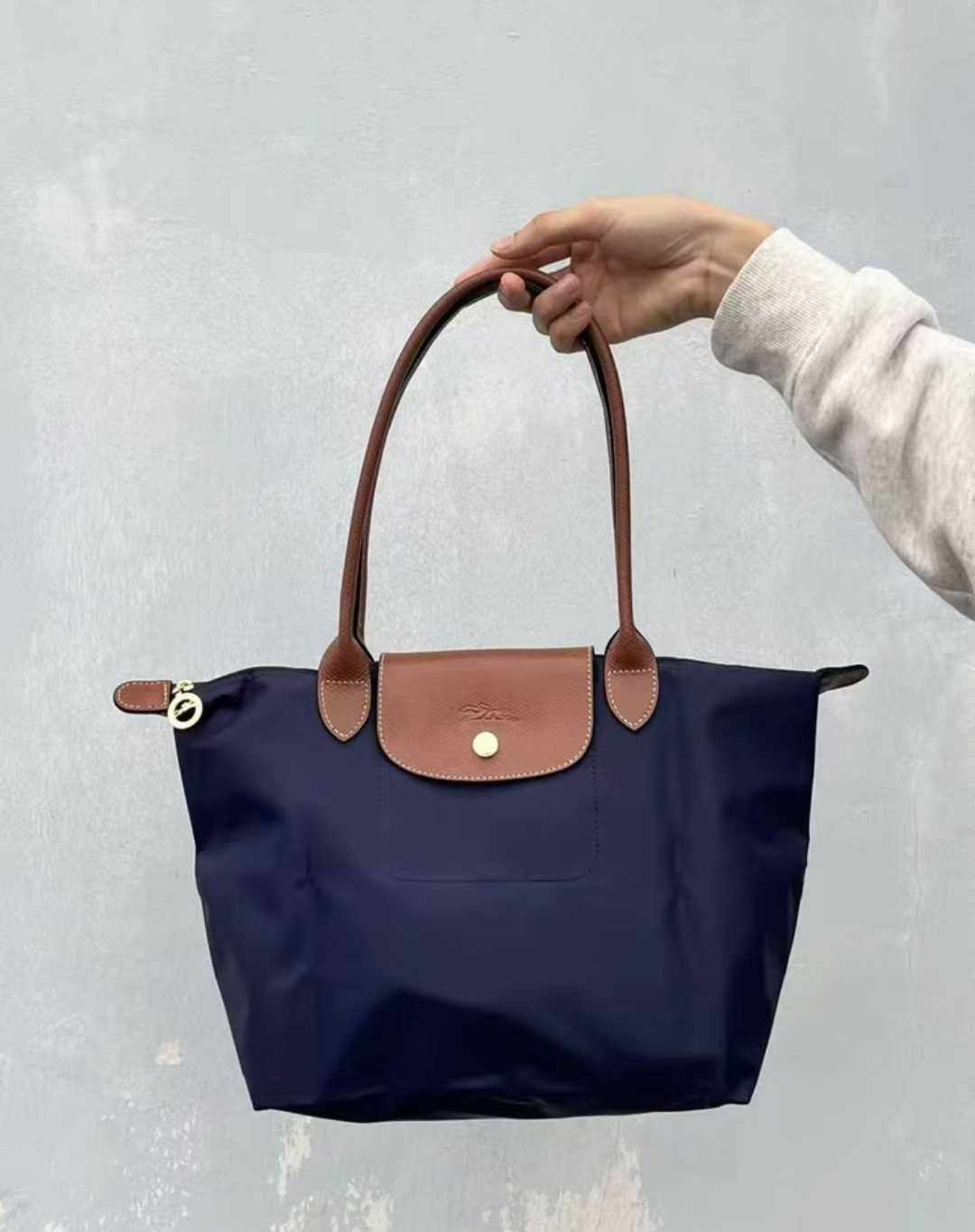 LongChamp ciemnoniebieski torba torebka o dużej pojemności