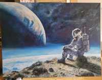 Картина маслом на холсте, космонавт,  60x80см