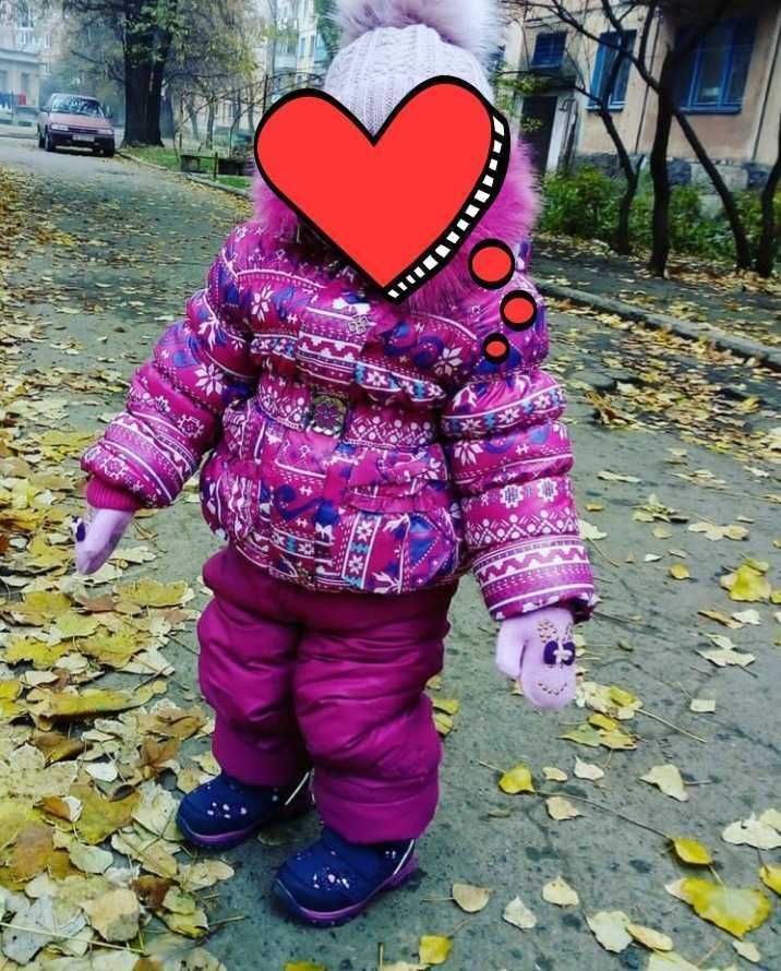 Зимний комплект ,комбинезон ,куртка и штаны с утеплитель  на девочку