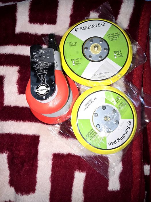 Hifeson lixadeira orbital pneumática de 5/6 polegadas, 125/150mm,