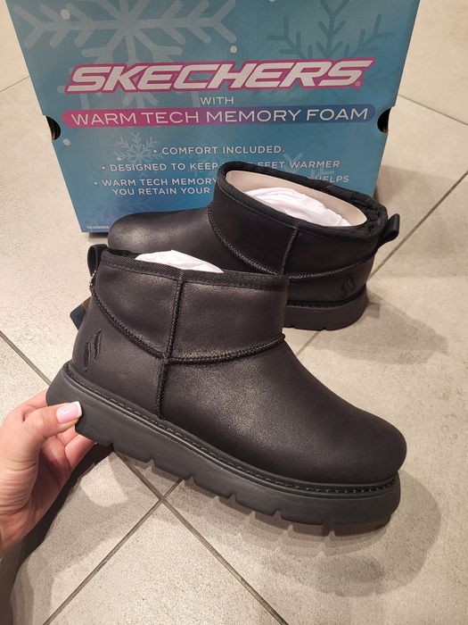 Черевики уги жіночі нові зима  Skechers 169018 BBK оригінал