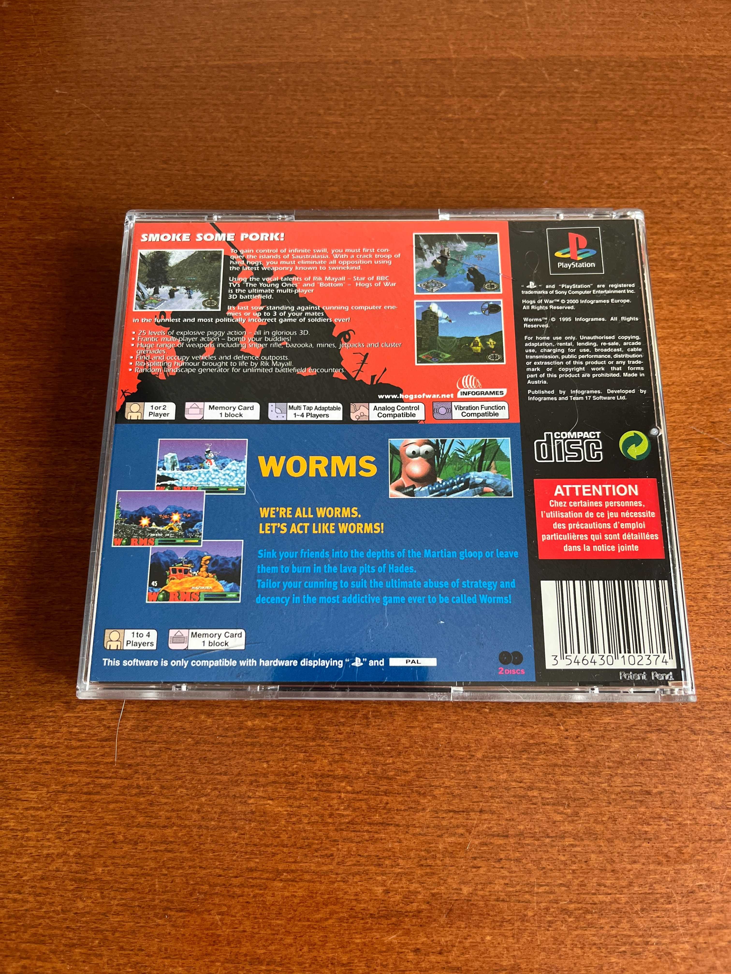 Jogos PlayStation - Hogs of War & Worms