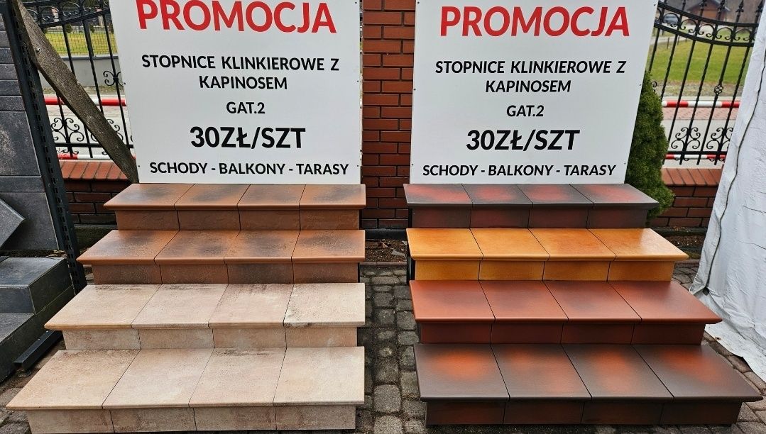 Stopnice klinkierowe z kapinosem, płytki na schody/balkony/tarasy