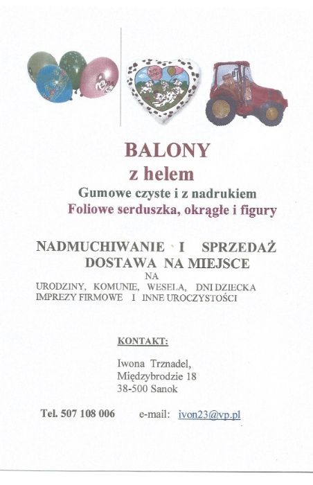 Balony z helem - napełnianie i sprzedaź