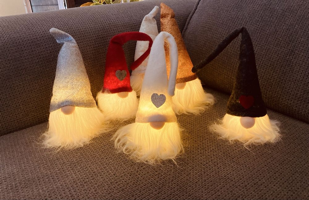 6 Bonecos Natal decorativos em tecido e c/ luz