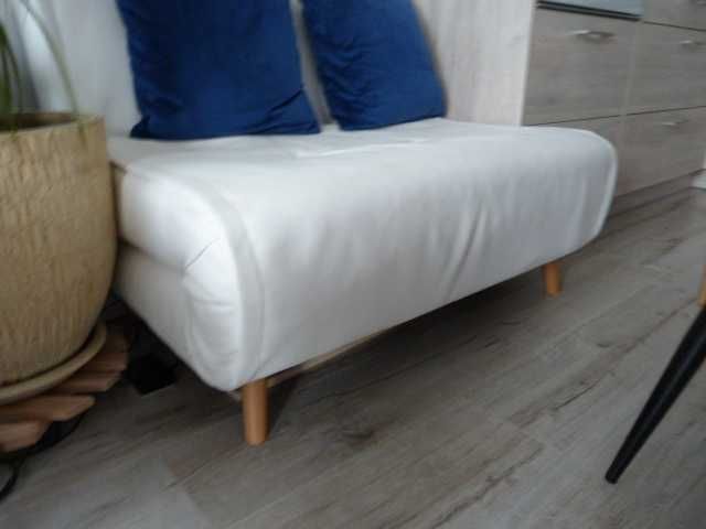 Mała sofa rozkładana eko skóra ecri, szerokość 103 cm
