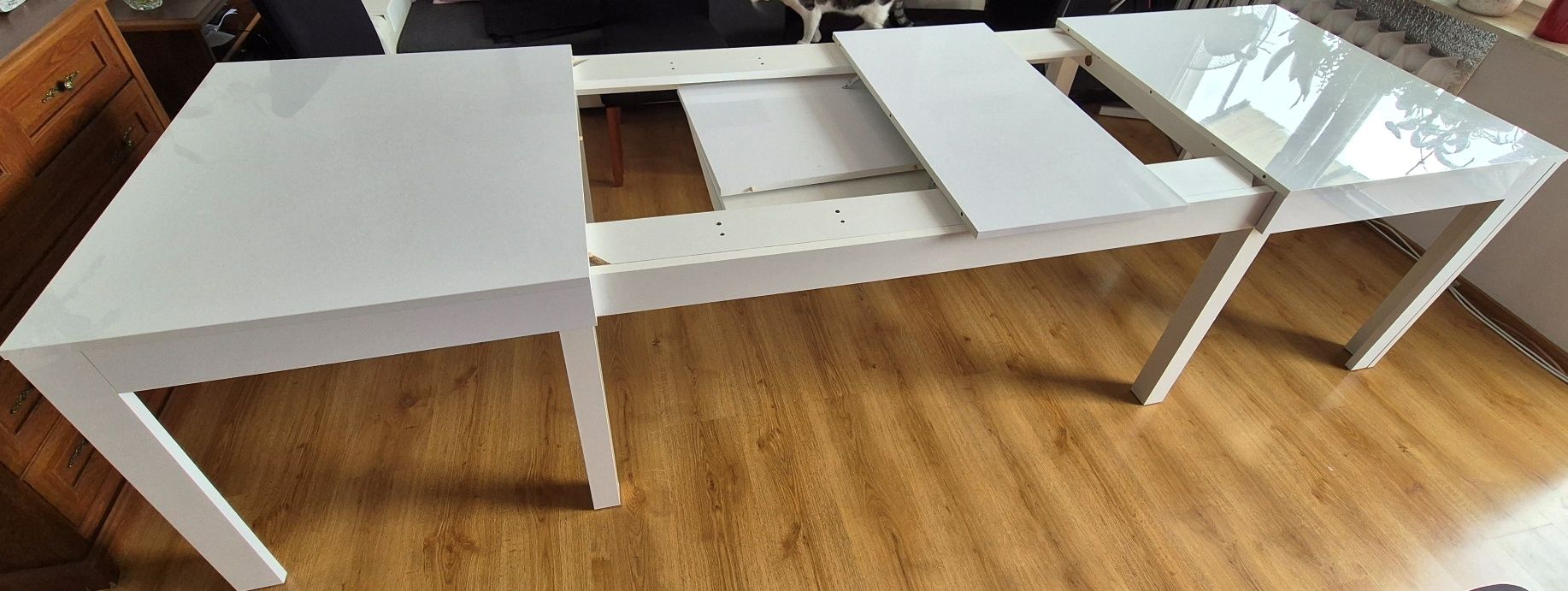 STÓŁ WENUS BIAŁY POŁYSK ROZSUWANY 160-300x76x90 cm (szer. x wys. x gł.