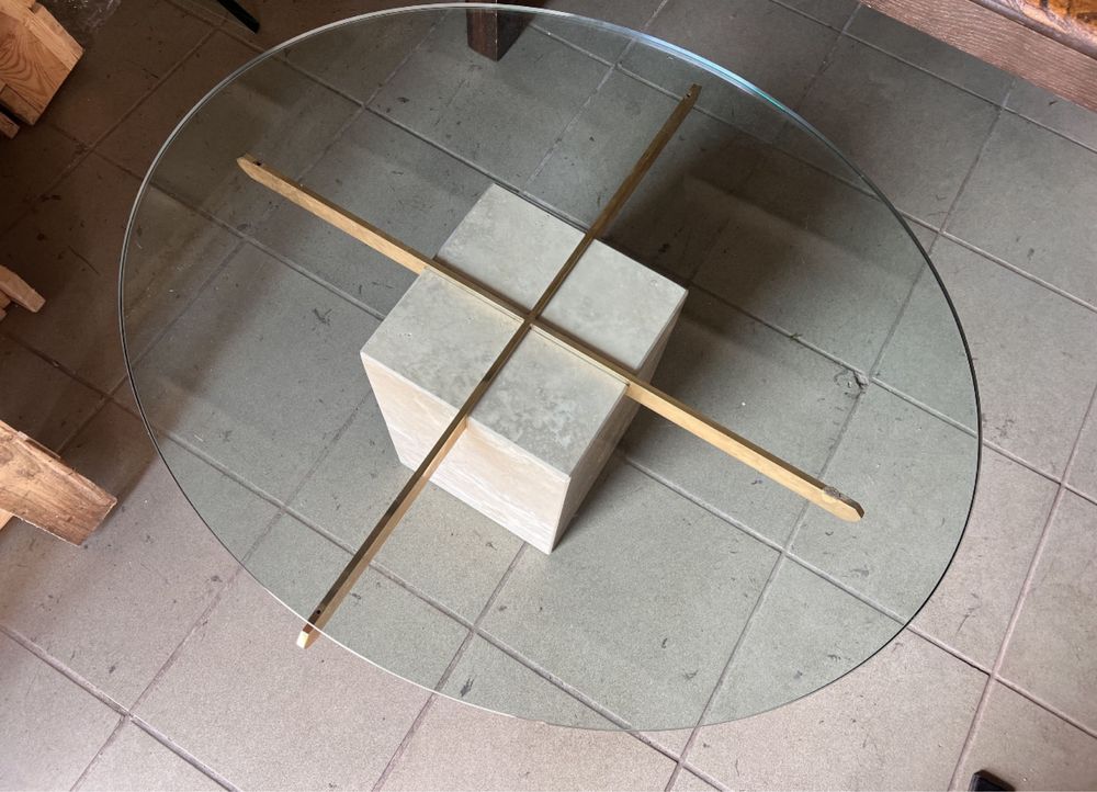 Artedi stolik kawowy trawertyn mid century.