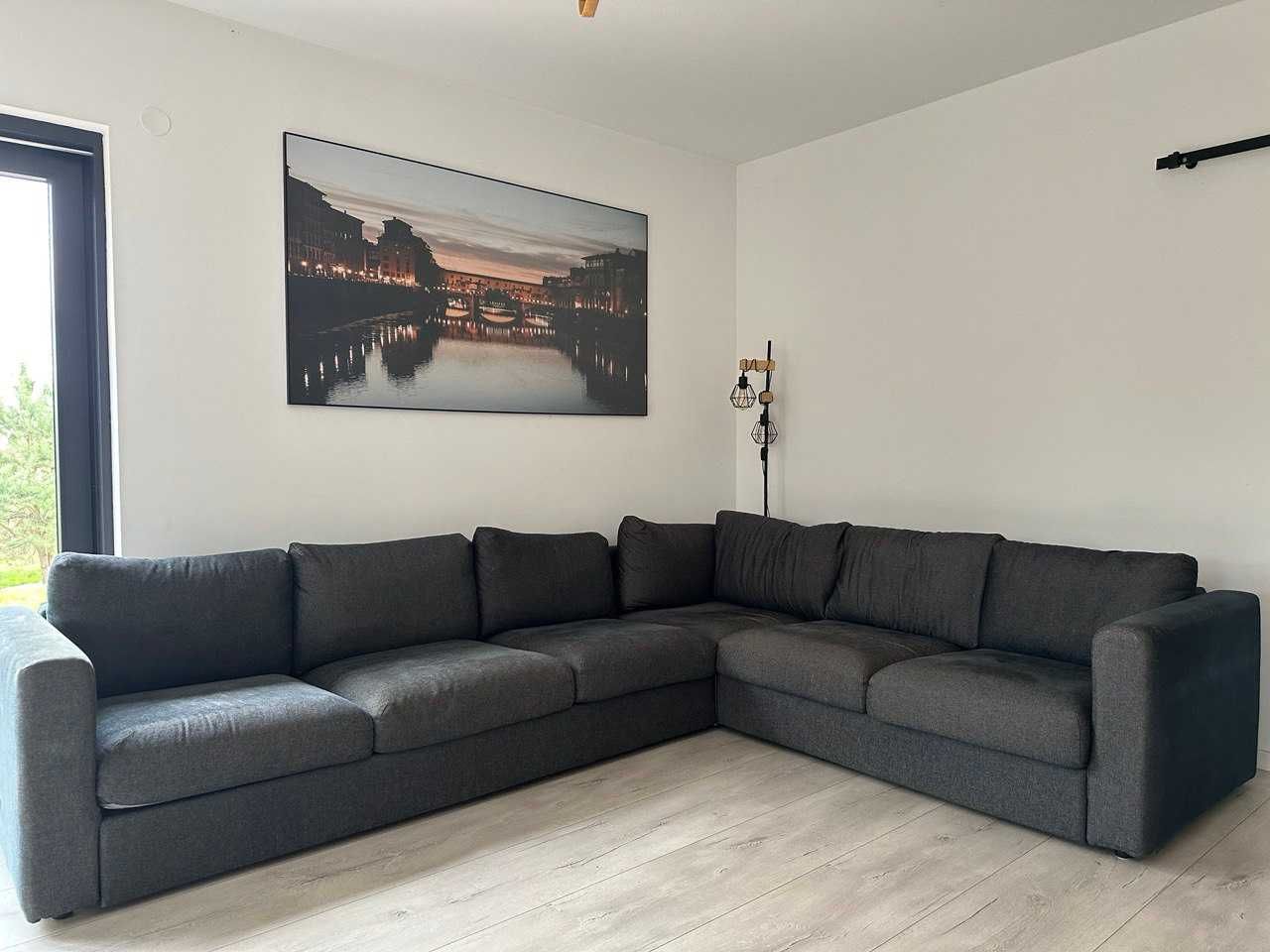 VIMLE Sofa narożna (IKEA) 5-osobowa, Gunnared średnioszary