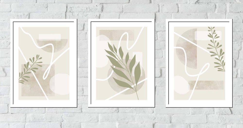30x40 obrazy w ramie plakaty ramka ABSTRAKCJA BOHO GEOMETRIA LIŚCIE