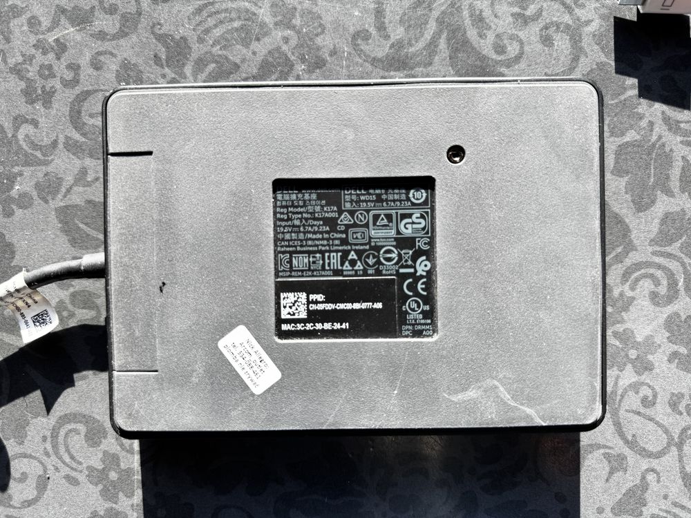 Stacja dokujaca Dell WD15 + zasilacz 130W PA130PE1-00 + gratis