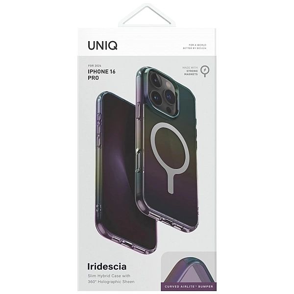 Etui UNIQ Iridescia Magclick Charging na iPhone 16 Pro - czarny