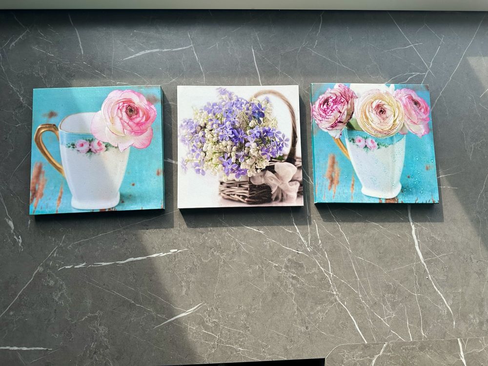 Набір з трьох картин «Квіти» 20х20 см