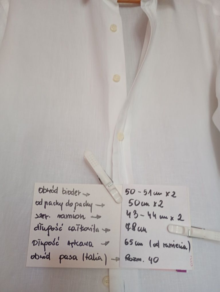 koszula męska lub unisex biała 100% lniana premium ,lato,wakacje