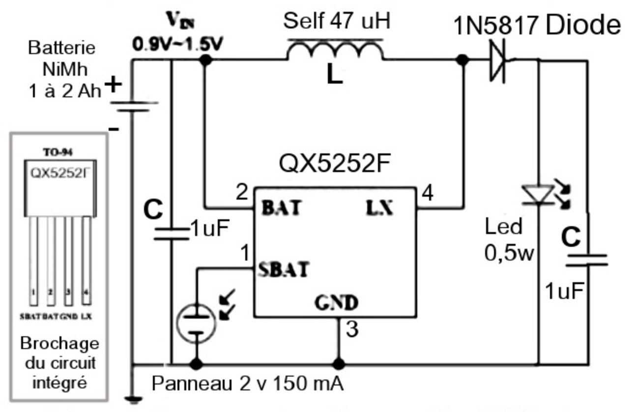 QX5252F 5252F sterownik solarnej lampki ogrodowej LED
