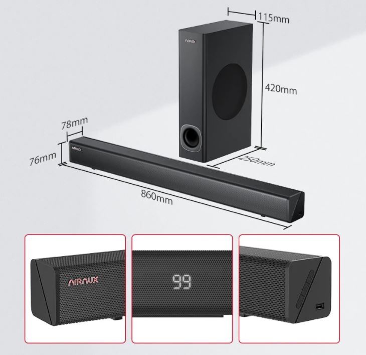 Barra de som sound bar 120 watts - BlitzWolf AirAux AA-SAR3