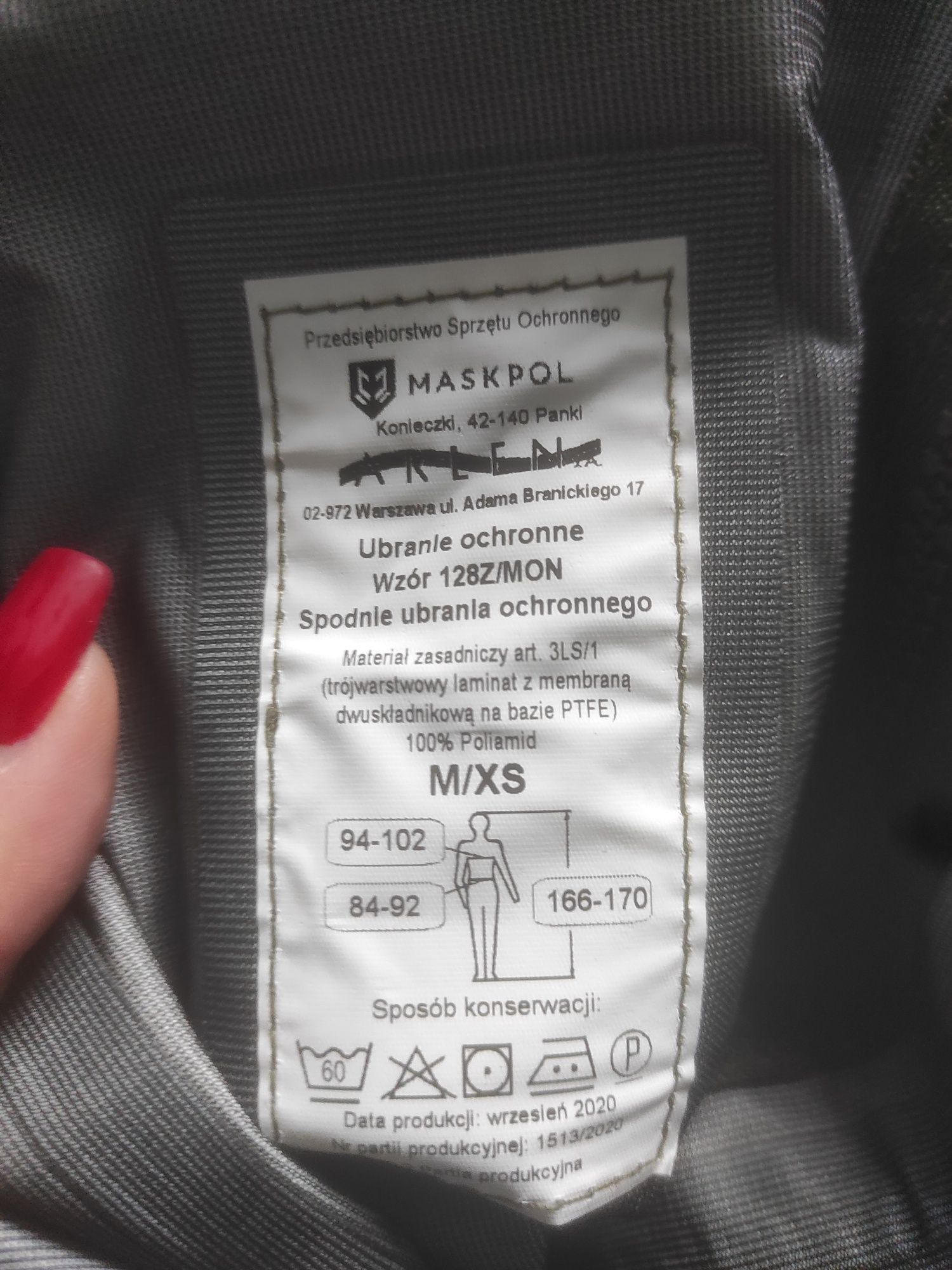 Spodnie ubrania ochronnego m/xs