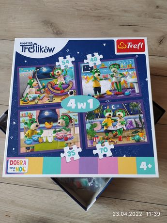Puzzle Trefl 4w1 Rodzina Trefików jak Nowe