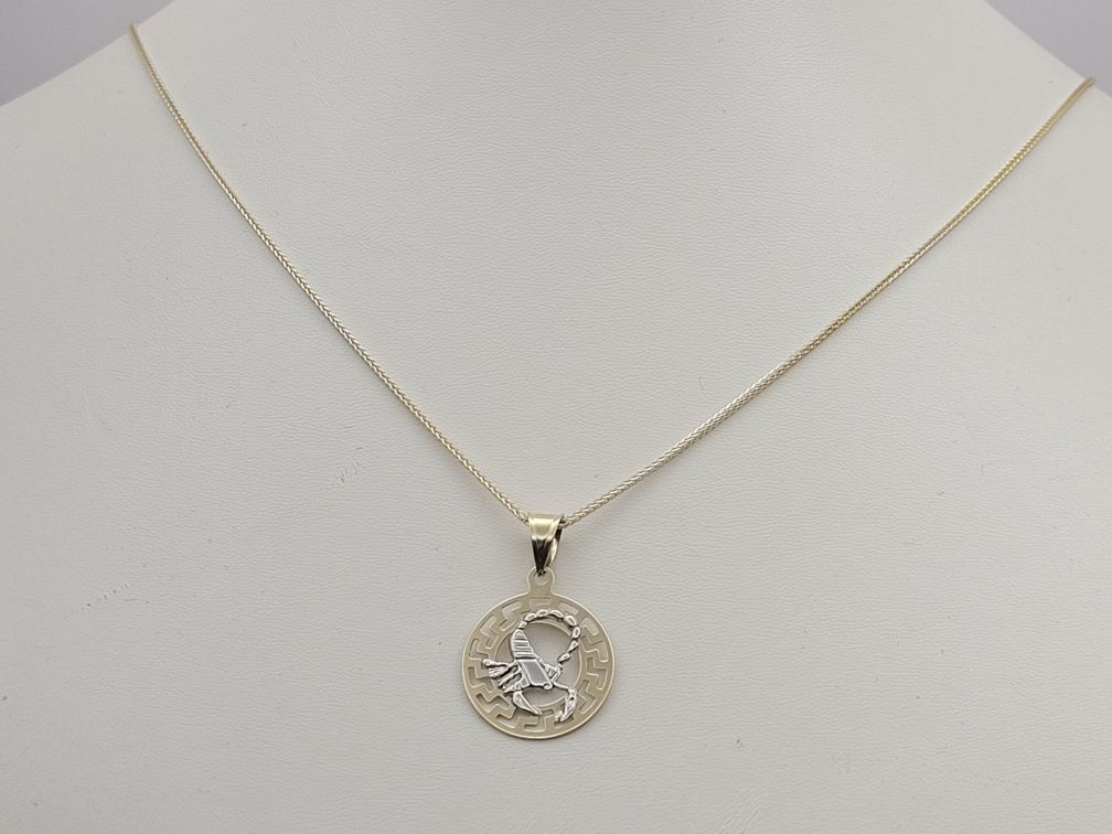 Nowy złoty łańcuszek złoto próby 585, znak zodiaku Skorpion, 50 cm