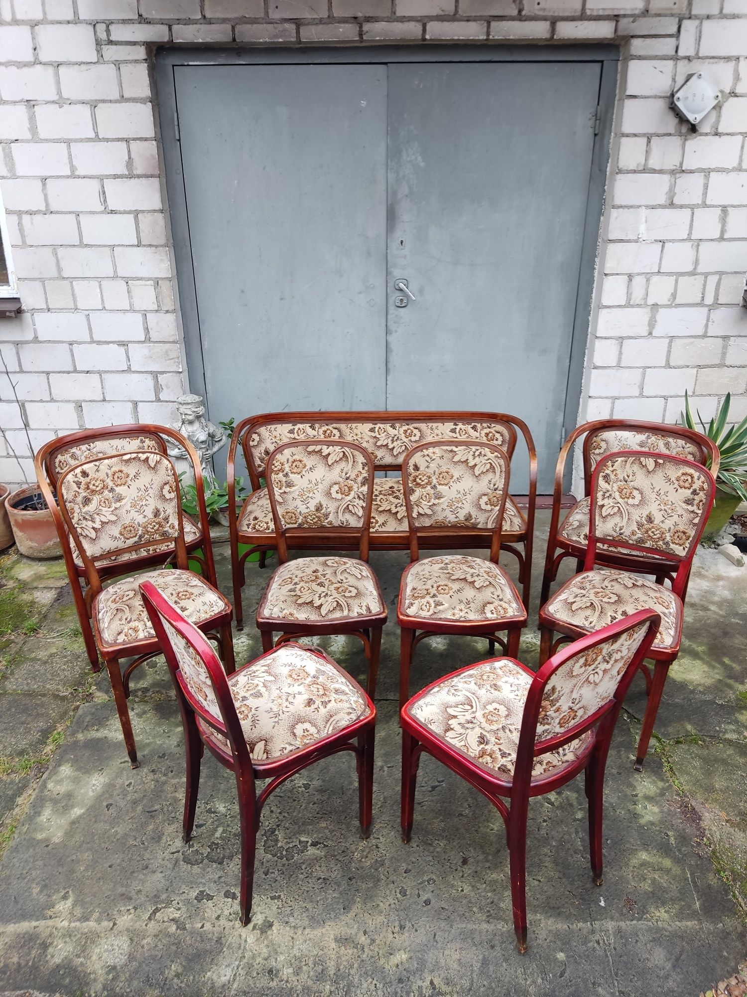 Sofa i dwa fotele proj G.Siegel dla J&J Kohn vintage retro